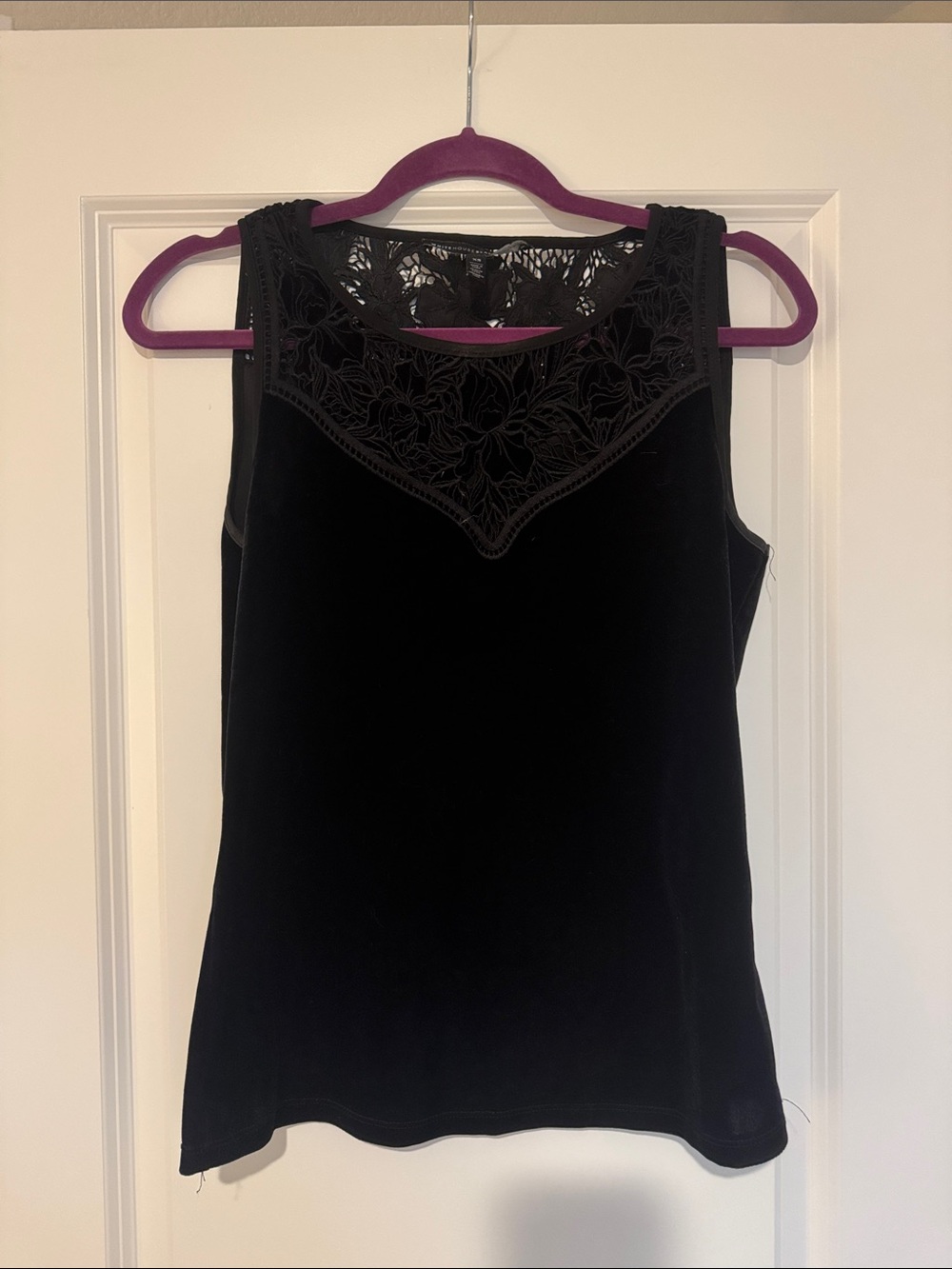 White House Black Market Black Lace Yoke Tank